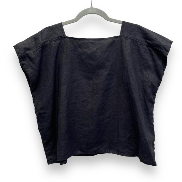 Elegant Black linen Women's Blouse - Picture 5 of 8